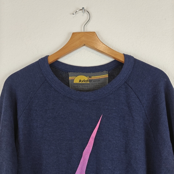 Aviator Nation BOLT CREW SWEATSHIRT In Navy Blue Size Medium Unisex - Picture 10 of 16